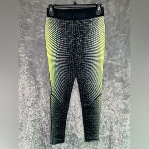 Nike Pro Leggings Geometric Pattern Neon Size Small